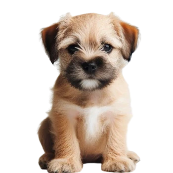 The Border Terrier puppy is lively, affectionate and very intelligent