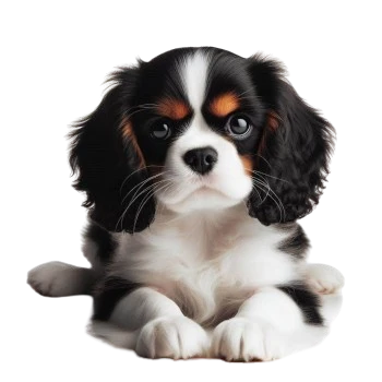 The rider King Charles Spaniel is an affectionate small puppy