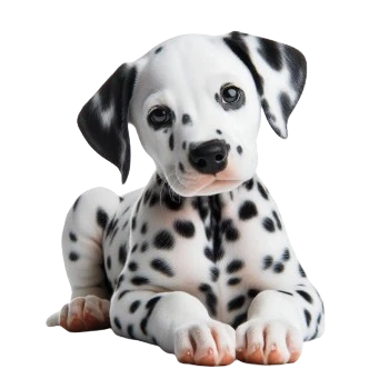 The Dalmatian puppy is easily recognizable thanks to its white coat dotted with black spots