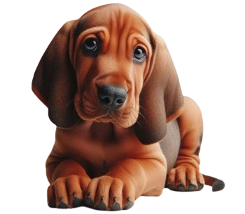 The Redbone Coonhound puppy is known for its distinct red dress and soft nature